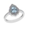 0.94 Ctw VS/SI1 Blue Topaz and Diamond Set 10K white Gold Engagaement Ring