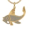 1.01 Ctw SI2/SI1 Diamond 14k Yellow Gold Fish Pendant (ALL DIAMOND ARE LAB
