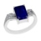 2.77 Ctw VS/SI1 Blue Sapphire and Diamond 14k white Gold Engagement Ring (A