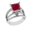 2.70 Ctw VS/SI1 Ruby And Diamond 14k White Gold Engagement Ring (ALL DIAMON