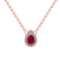 0.89 Ctw VS/SI1 Ruby and Diamond Prong Set 14K Rose Gold Necklace (ALL DIAM