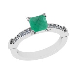1.46 Ctw VS/SI1 Emerald and Diamond 14k white Gold Engagement Ring