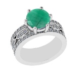 3.47 Ctw VS/SI1 Emerald and Diamond 14k white Gold Engagement Ring (ALL DIA