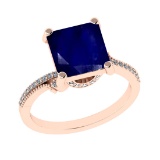 3.23 Ctw VS/SI1 Blue Sapphire and Diamond 14k Rose Gold Engagement Ring (AL