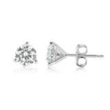 1.03 ctw 14K White Gold 3 Prong Martini Pushback Round Stud (LAB-GROWN)