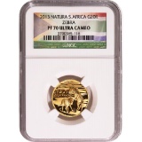 South Africa 20 Rand 1/4 Oz. Gold 2013 Natura Series--Zebra PF70 NGC