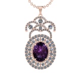 19.91 Ctw VS/SI1 Amethyst and Diamond 14K Rose Gold Pendant (ALL DIAMOND AR