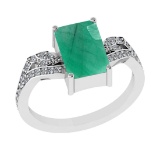 2.77 Ctw VS/SI1 Emerald and Diamond 14k white Gold Engagement Ring (ALL DIA