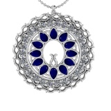 5.86 Ctw VS/SI1 Blue Sapphire and Diamond 14k white Gold Pandant (ALL DIAMO