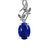 28.72 Ctw SI1/SI2 Tanzanite and Diamond 14k white Gold Pandant (ALL DIAMOND