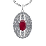 5.15 Ctw VS/SI1 Ruby and Diamond 14K White Gold Pendant (ALL DIAMOND ARE LA
