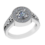 1.36 Ctw VS/SI1 Diamond Prong Set 14k white Gold Engagement Ring (ALL DIAMO