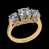 3.93 Ctw VS/SI1 Diamond Prong Set 18k Yellow Gold Engagement Ring (ALL DIAM