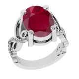 3.68 Ctw VS/SI1 Ruby and Diamond Prong Set 14K White Gold Engagement Ring (