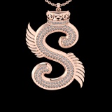 0.70 Ctw VS/SI1 Diamond Prong Set 18K Rose Gold Letter theme ( S) Necklace