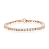 4.82 ctw 14k Rose Gold 7 inch Basket 4 Prong Tennis Bracelet (LAB GROWN DIA