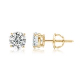 1.24 ctw 14K Yellow Gold 4 Prong Basket Screwback Round Stud