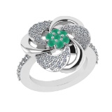 0.90 Ctw VS/SI1 Emerald and Diamond 14k white Gold Engagement Ring (ALL DIA