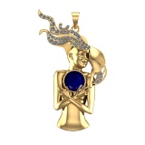 4.79 Ctw VS/SI1 Blue Sapphire and Diamond 14k Yellow Gold Pandant (ALL DIAM