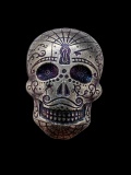2 oz Hand-Poured Silver Sugar Skull - Day of the Dead : Spiderweb