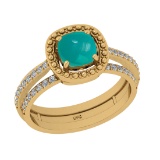 1.14 Ctw I2/I3 Emerald And Diamond 14K Yellow Gold Engagement Ring