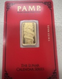 PAMP SUISSE LUNAR SERIES YEAR OF THE DRAGON 5 GRAM GOLD BAR