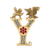 0.55 Ctw SI1/SI2 Ruby and Diamond 14k Yellow Gold Creature themed Brooch (A