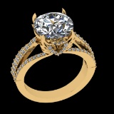3.50 Ctw VS/SI1 Diamond Prong Set 10K Yellow Gold Engagement Ring (ALL DIAM