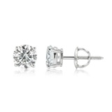1.16 ctw 14K White Gold 4 Prong Basket Screwback Round Stud (LAB-GROWN)