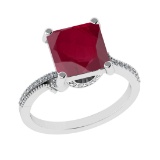 3.23 Ctw VS/SI1 Ruby and Diamond 14k white Gold Engagement Ring (ALL DIAMON