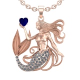 5.01 Ctw VS/SI1 Blue Sapphire and Diamond 14k Rose Gold Pandant (ALL DIAMON