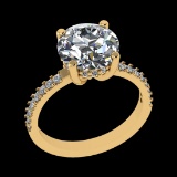 3.13 Ctw VS/SI1 Diamond Prong Set 18k Yellow Gold Engagement Ring