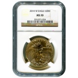 Certified Burnished American $50 Gold Eagle 2014-W MS70 NGC
