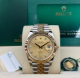 Rolex Two-Tone Oysterperpetual Fluted Datejust Jubilee 41mm Champagne Diamo