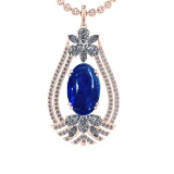 28.49 Ctw VS/SI1 Tanzanite and Diamond 14K Rose Gold Pendant