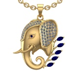 1.99 Ctw VS/SI1 Blue Sapphire and Diamond 14k Yellow Gold Animal theme Elep