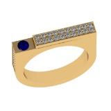 0.48 Ctw VS/SI1 Blue Sapphire and Diamond 14K Yellow Gold Engagement Ring (