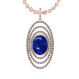 16.06 Ctw VS/SI1 Tanzanite and Diamond 14K Rose Gold Pendant