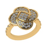 0.89 Ctw SI2/SI1 Diamond Prong Set 14k Yellow Gold Engagement Ring (ALL DIA