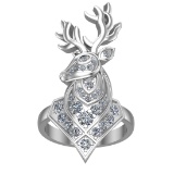 1.25 Ctw VS/SI1 Diamond 14k white Gold Creature theme Ring (ALL DIAMOND ARE