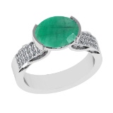 2.98 Ctw VS/SI1 Emerald And Diamond 14k White Gold Engagement Ring (ALL DIA