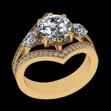 3.40 Ctw VS/SI1 Diamond Prong Set 18k Yellow Gold Engagement Ring