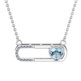 0.56 Ctw VS/SI1 Blue Topaz and Diamond 10K white Gold Pendant (ALL DIAMOND