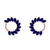 3.18 Ctw VS/SI1 Blue Sapphire And Diamond 14K Rose Gold Earrings (ALL DIAMO