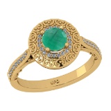 1.10 Ctw VS/SI1 Emerald and Diamond 14k Yellow Gold Engagement Ring
