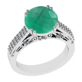 4.39 Ctw VS/SI1 Emerald and Diamond 14k white Gold Engagement Ring
