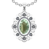 20.23 Ctw VS/SI1 Green Amethyst And Diamond 14K White Gold Necklace (ALL DI