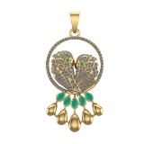 3.73 Ctw VS/SI1 Emerald and Diamond 14k Yellow Gold Pandant (ALL DIAMOND AR