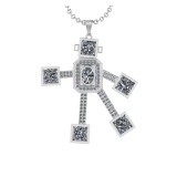 5.15 Ctw VS/SI1 Diamond 14K White Gold robot theme Necklace (ALL DIAMOND AR