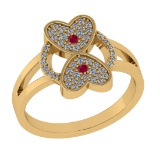 0.27 Ctw VS/SI1 Ruby and Diamond 14k Yellow Gold Engagement Ring (ALL DIAMO
